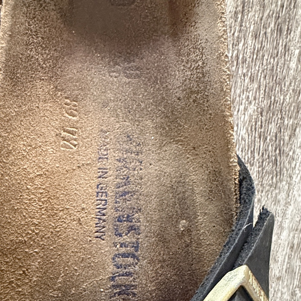 Birkenstock Blue Cross-Strap Sandals with Gold Buckles - Picture 3 of 4